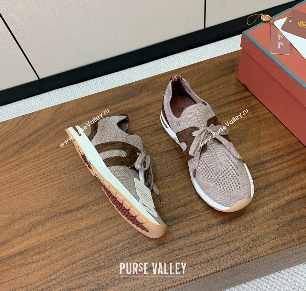 Loro Piana 360 LP Lady Flexy Walk Sneakers in Knit and Suede Grey2 2025 (HH-250708006)