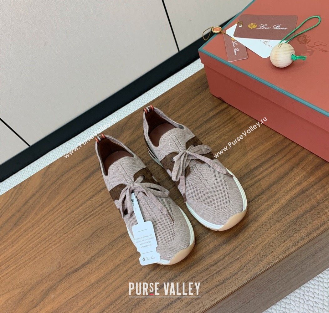 Loro Piana 360 LP Lady Flexy Walk Sneakers in Knit and Suede Grey2 2025 (HH-250708006)