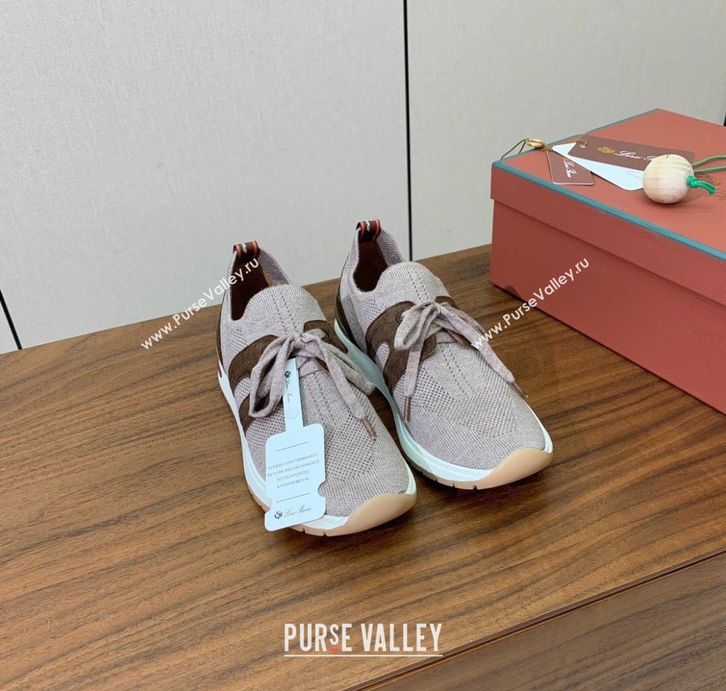 Loro Piana 360 LP Lady Flexy Walk Sneakers in Knit and Suede Grey2 2025 (HH-250708006)