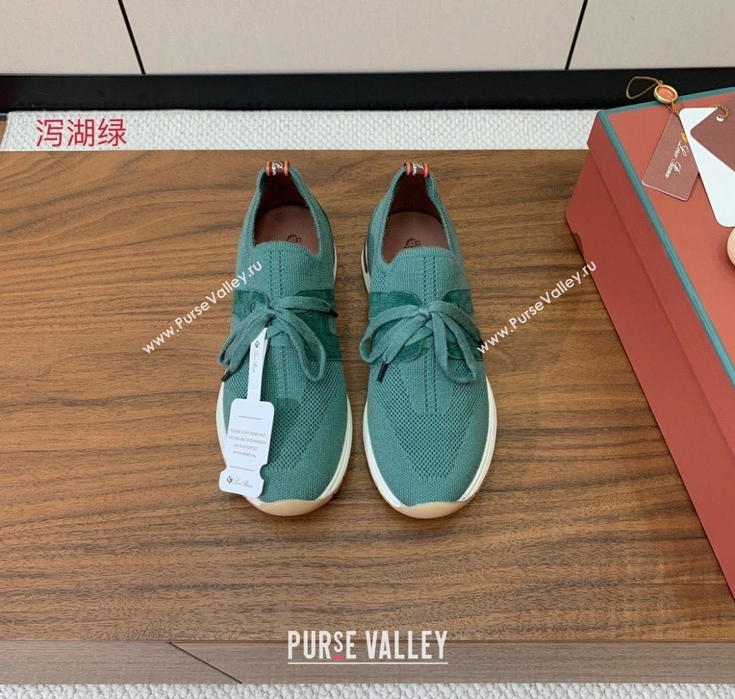 Loro Piana 360 LP Lady Flexy Walk Sneakers in Knit and Suede Lake Green 2025 (HH-250708007)