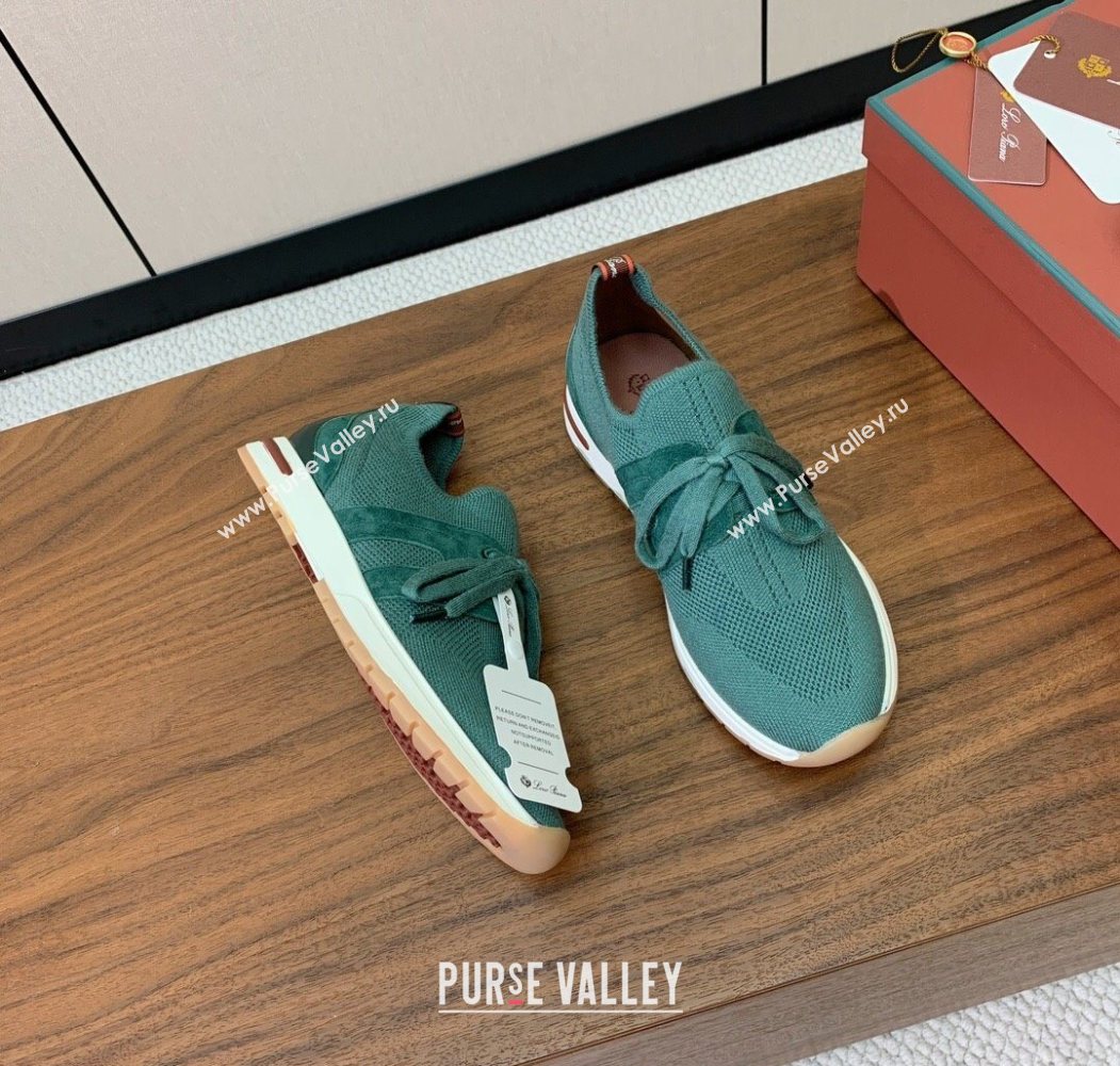 Loro Piana 360 LP Lady Flexy Walk Sneakers in Knit and Suede Lake Green 2025 (HH-250708007)