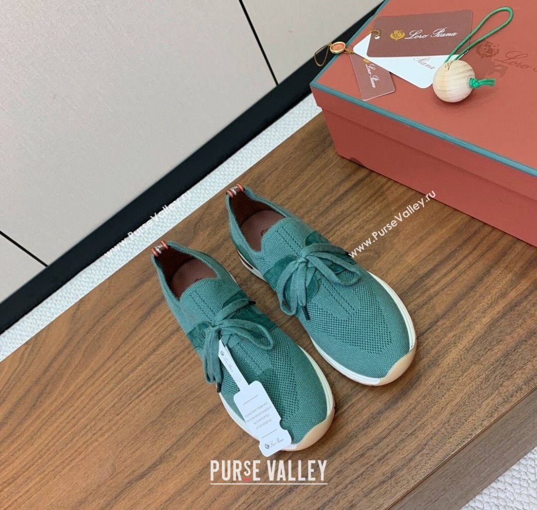 Loro Piana 360 LP Lady Flexy Walk Sneakers in Knit and Suede Lake Green 2025 (HH-250708007)