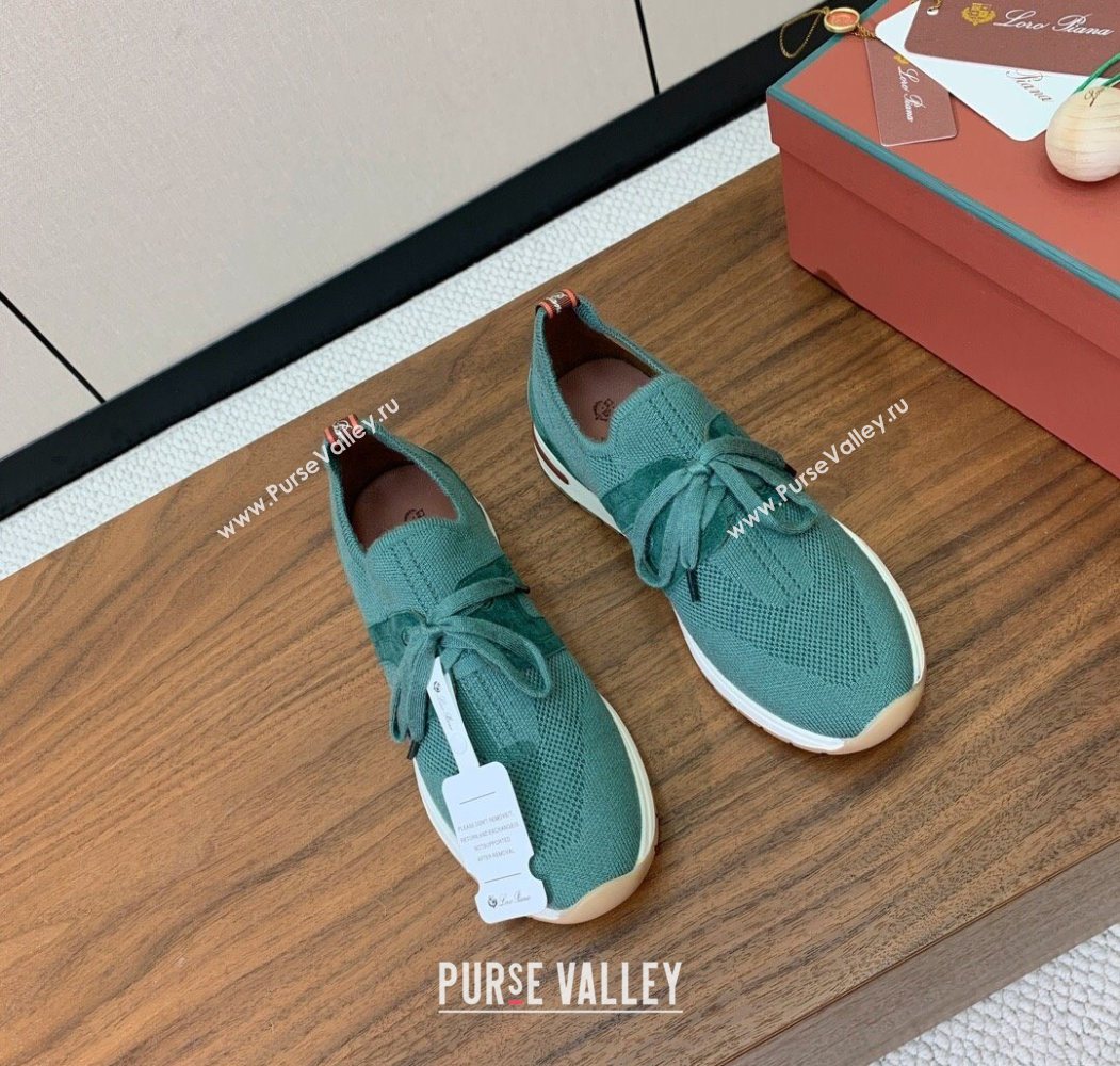 Loro Piana 360 LP Lady Flexy Walk Sneakers in Knit and Suede Lake Green 2025 (HH-250708007)
