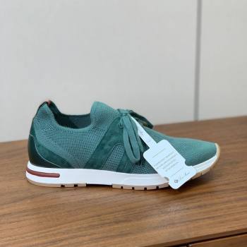 Loro Piana 360 LP Lady Flexy Walk Sneakers in Knit and Suede Lake Green 2025 (HH-250708007)