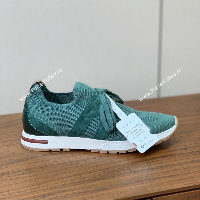 Loro Piana 360 LP Lady Flexy Walk Sneakers in Knit and Suede Lake Green 2025 (HH-250708007)