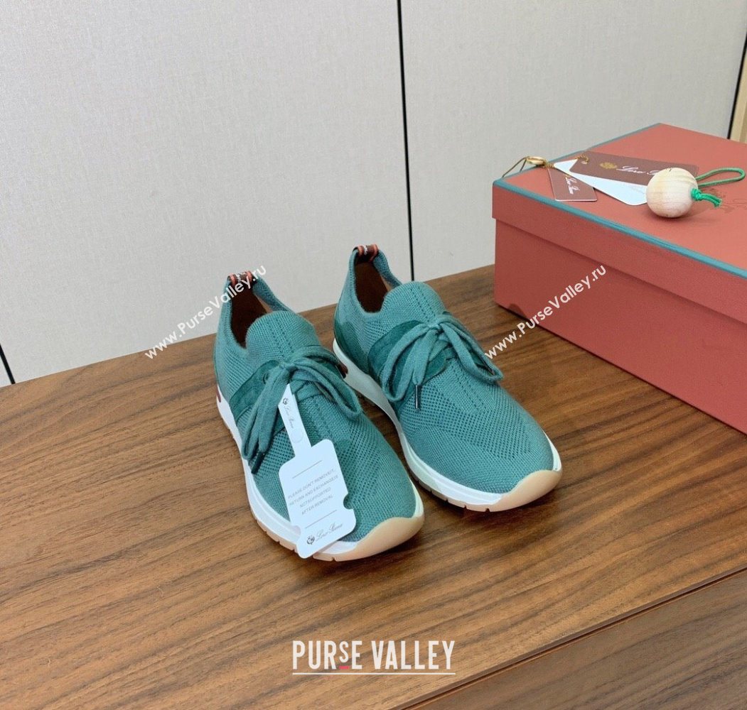 Loro Piana 360 LP Lady Flexy Walk Sneakers in Knit and Suede Lake Green 2025 (HH-250708007)