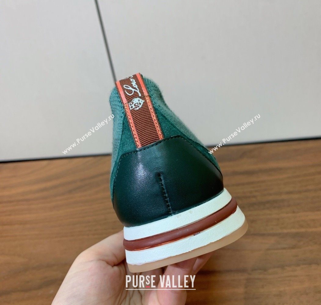 Loro Piana 360 LP Lady Flexy Walk Sneakers in Knit and Suede Lake Green 2025 (HH-250708007)