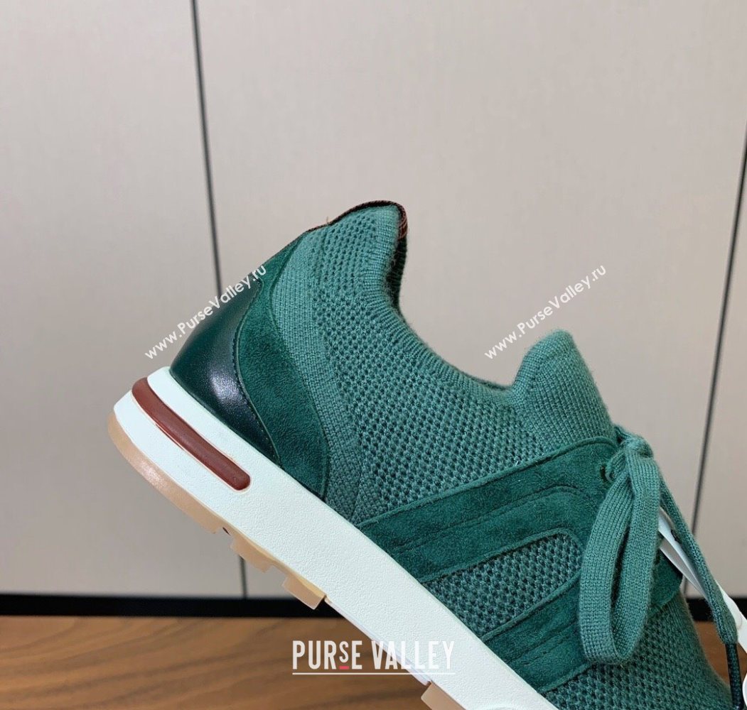 Loro Piana 360 LP Lady Flexy Walk Sneakers in Knit and Suede Lake Green 2025 (HH-250708007)