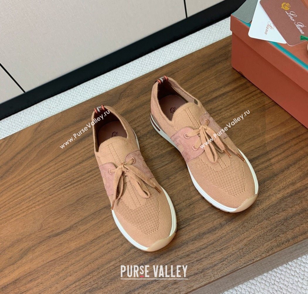 Loro Piana 360 LP Lady Flexy Walk Sneakers in Knit and Suede Light Camel 2025 (HH-250708008)