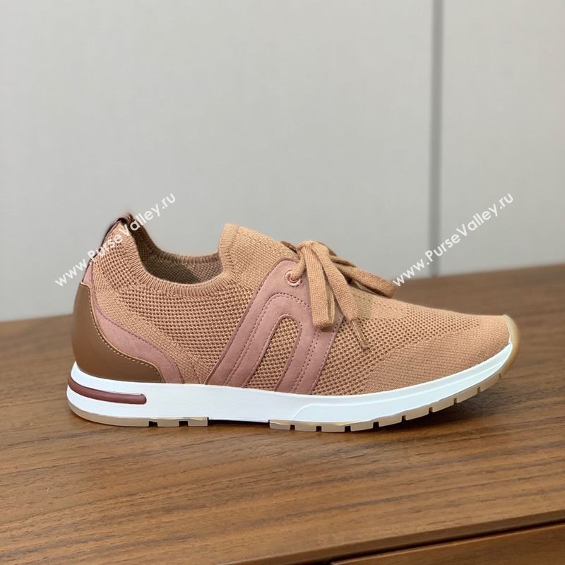 Loro Piana 360 LP Lady Flexy Walk Sneakers in Knit and Suede Light Camel 2025 (HH-250708008)