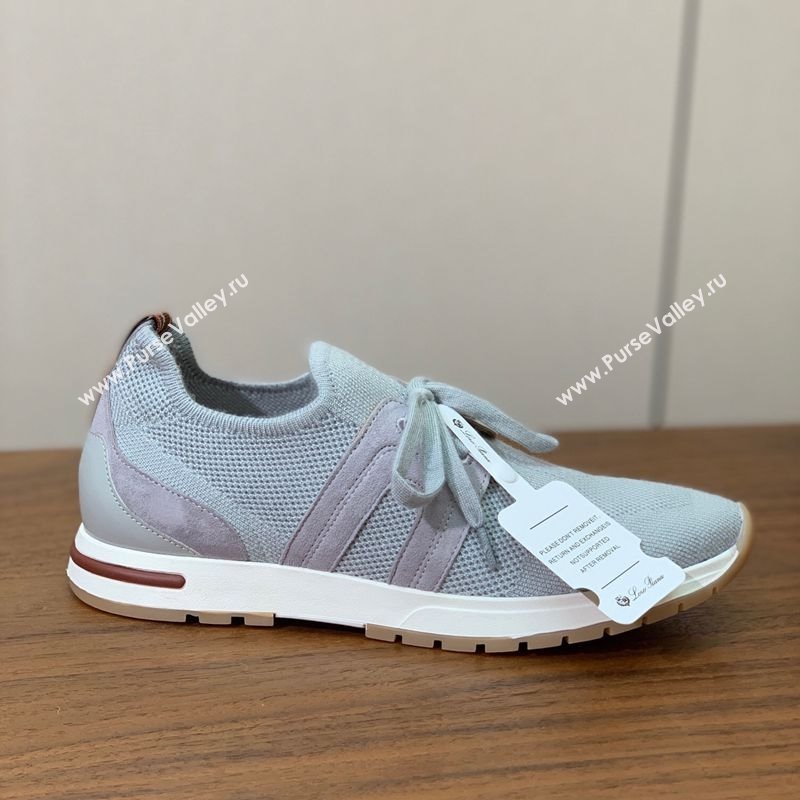 Loro Piana 360 LP Lady Flexy Walk Sneakers in Knit and Suede Flannel Grey 2025 (HH-250708001)