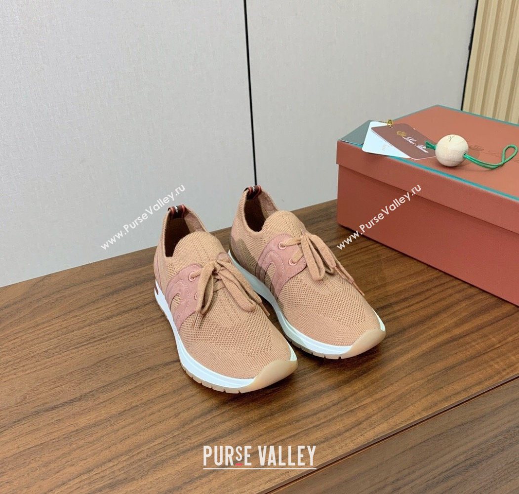 Loro Piana 360 LP Lady Flexy Walk Sneakers in Knit and Suede Light Camel 2025 (HH-250708008)