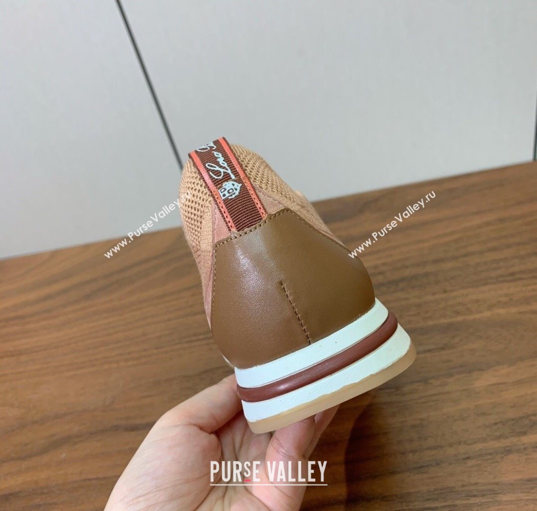 Loro Piana 360 LP Lady Flexy Walk Sneakers in Knit and Suede Light Camel 2025 (HH-250708008)