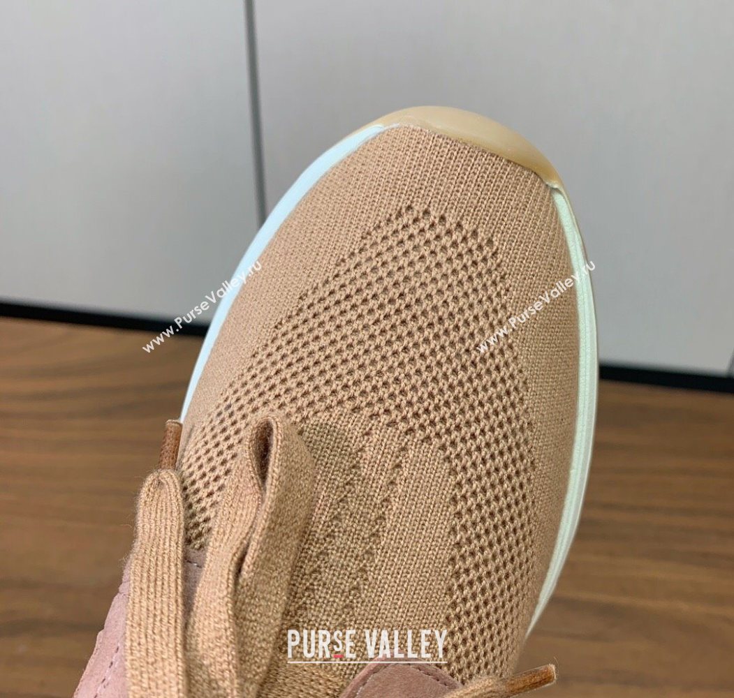 Loro Piana 360 LP Lady Flexy Walk Sneakers in Knit and Suede Light Camel 2025 (HH-250708008)