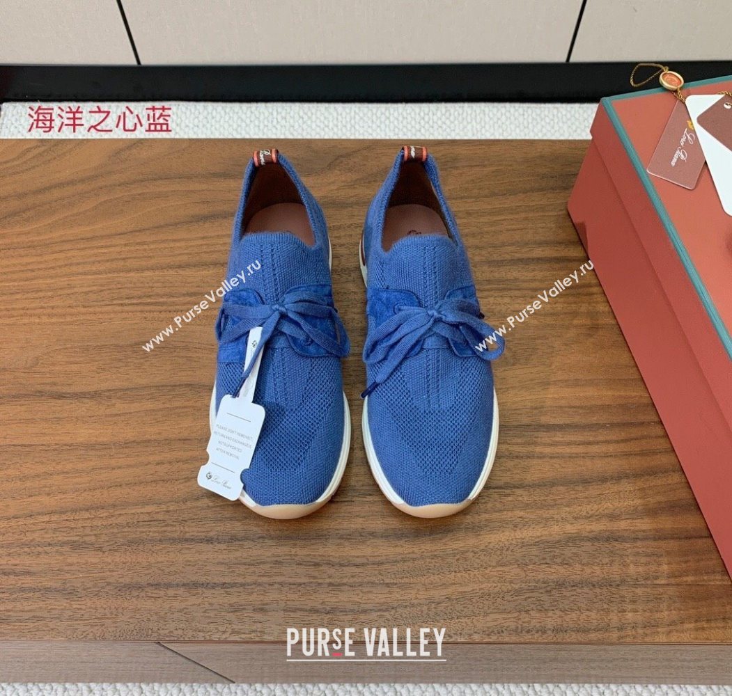 Loro Piana 360 LP Lady Flexy Walk Sneakers in Knit and Suede Ocean Blue 2025 (HH-250708009)