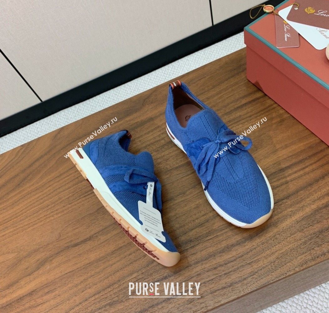 Loro Piana 360 LP Lady Flexy Walk Sneakers in Knit and Suede Ocean Blue 2025 (HH-250708009)