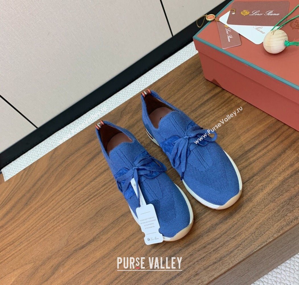 Loro Piana 360 LP Lady Flexy Walk Sneakers in Knit and Suede Ocean Blue 2025 (HH-250708009)