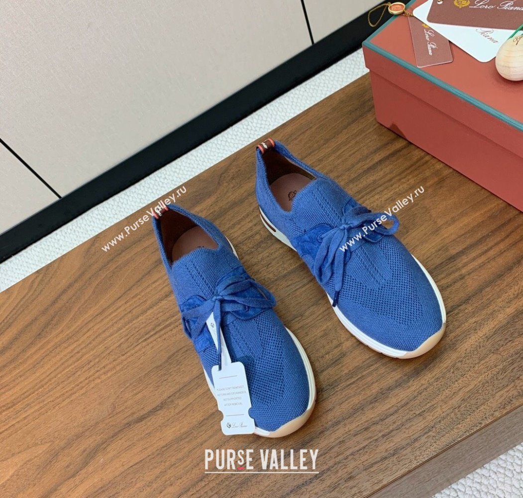 Loro Piana 360 LP Lady Flexy Walk Sneakers in Knit and Suede Ocean Blue 2025 (HH-250708009)