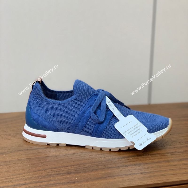 Loro Piana 360 LP Lady Flexy Walk Sneakers in Knit and Suede Ocean Blue 2025 (HH-250708009)