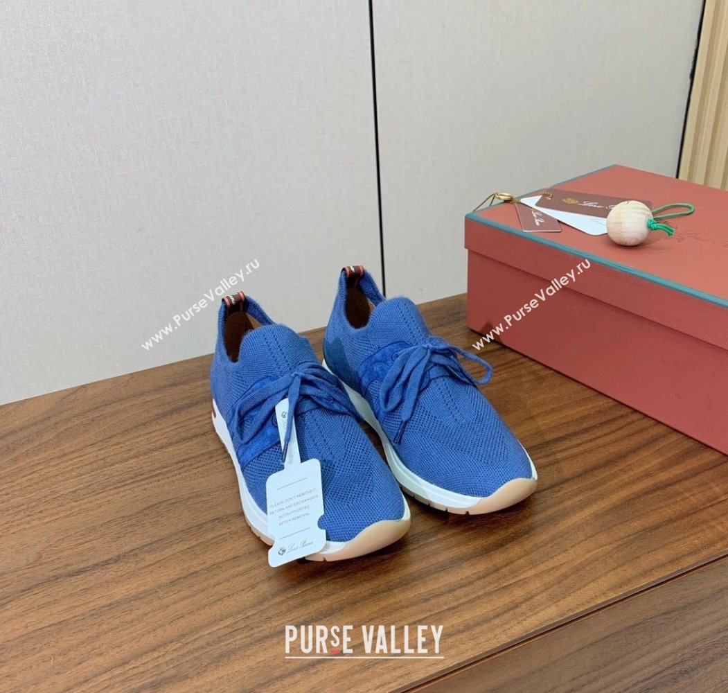 Loro Piana 360 LP Lady Flexy Walk Sneakers in Knit and Suede Ocean Blue 2025 (HH-250708009)