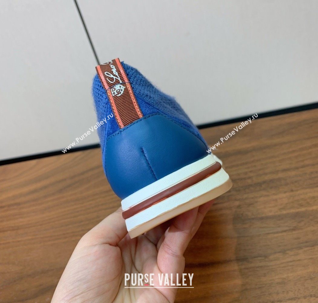 Loro Piana 360 LP Lady Flexy Walk Sneakers in Knit and Suede Ocean Blue 2025 (HH-250708009)