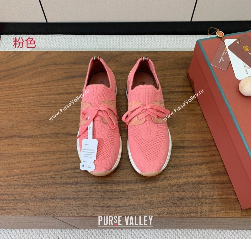 Loro Piana 360 LP Lady Flexy Walk Sneakers in Knit and Suede Pink2 2025 (HH-250708010)