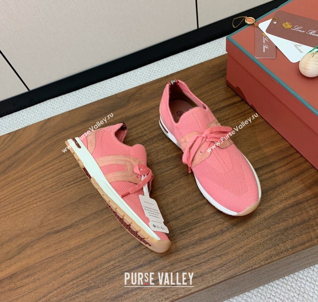 Loro Piana 360 LP Lady Flexy Walk Sneakers in Knit and Suede Pink2 2025 (HH-250708010)