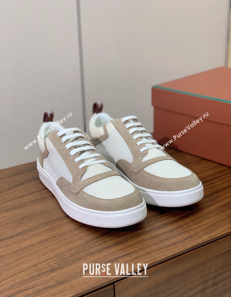 Loro Piana Newport Walk Sneakers in Suede and Mesh White/Beige 2025 (HH-250827002)