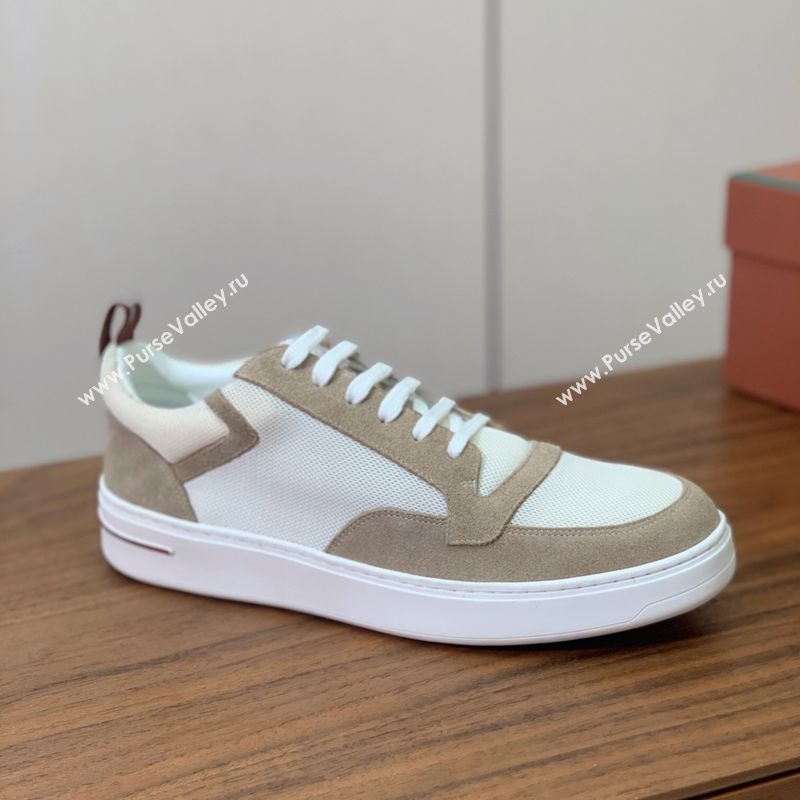 Loro Piana Newport Walk Sneakers in Suede and Mesh White/Beige 2025 (HH-250827002)