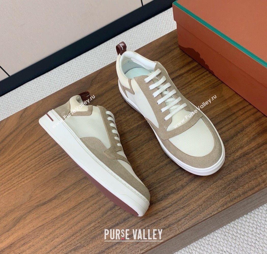 Loro Piana Newport Walk Sneakers in Suede and Mesh White/Beige 2025 (HH-250827002)