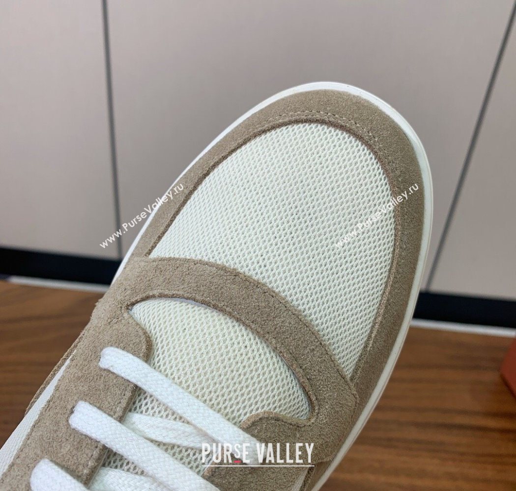 Loro Piana Newport Walk Sneakers in Suede and Mesh White/Beige 2025 (HH-250827002)