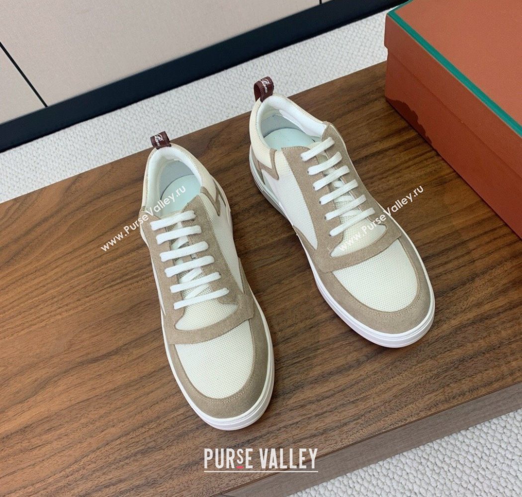 Loro Piana Newport Walk Sneakers in Suede and Mesh White/Beige 2025 (HH-250827002)