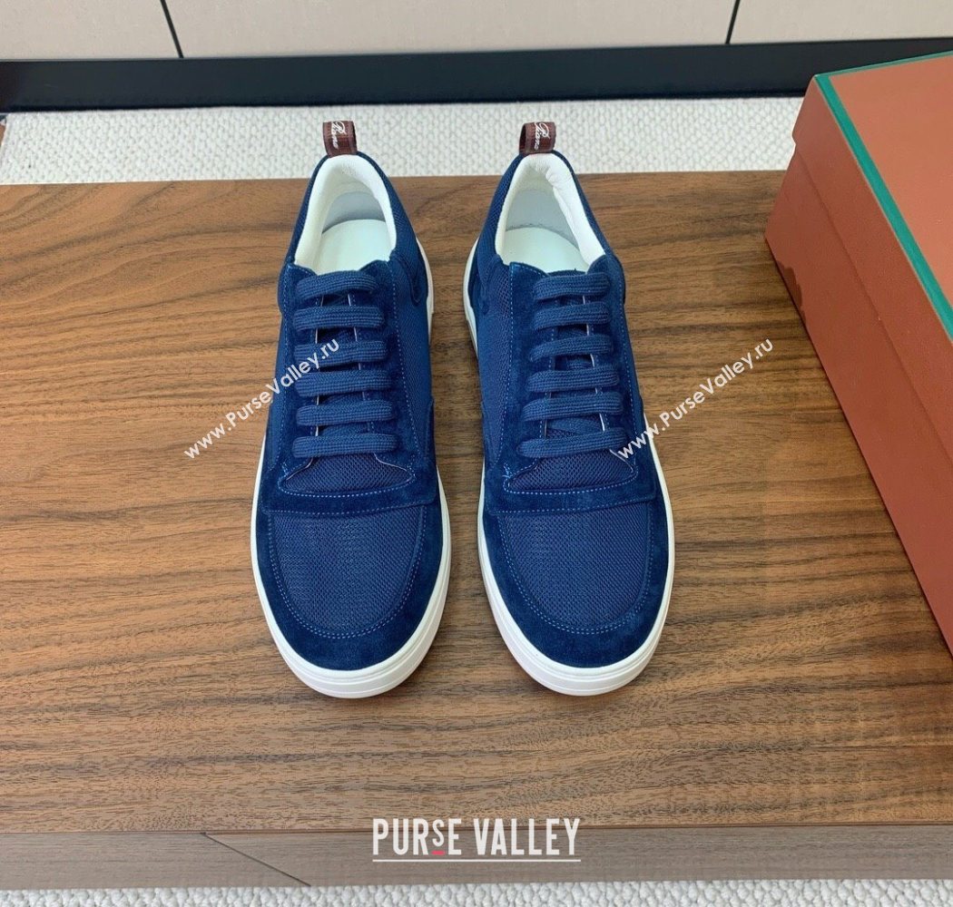 Loro Piana Newport Walk Sneakers in Suede and Mesh Blue 2025 (HH-250827003)