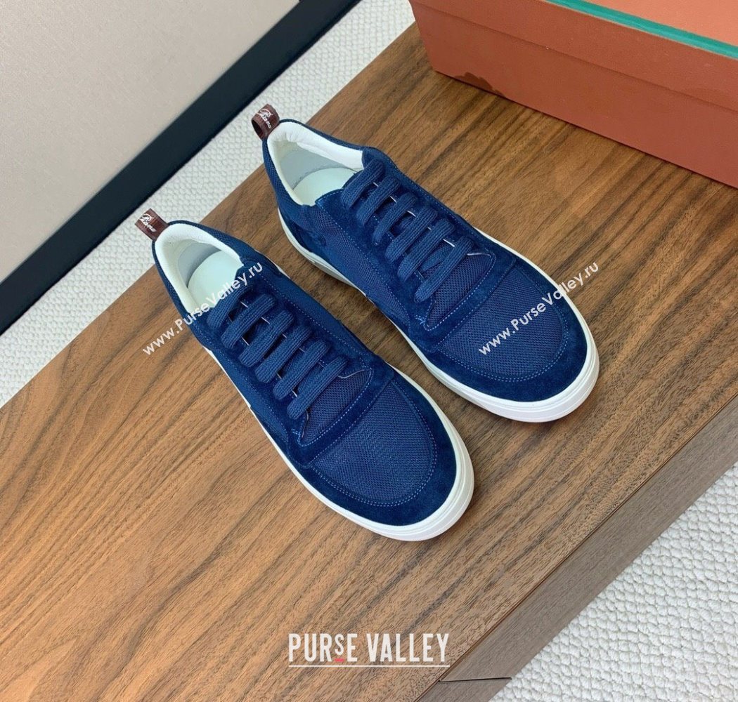 Loro Piana Newport Walk Sneakers in Suede and Mesh Blue 2025 (HH-250827003)