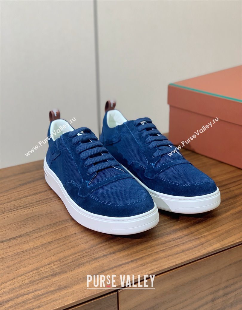 Loro Piana Newport Walk Sneakers in Suede and Mesh Blue 2025 (HH-250827003)