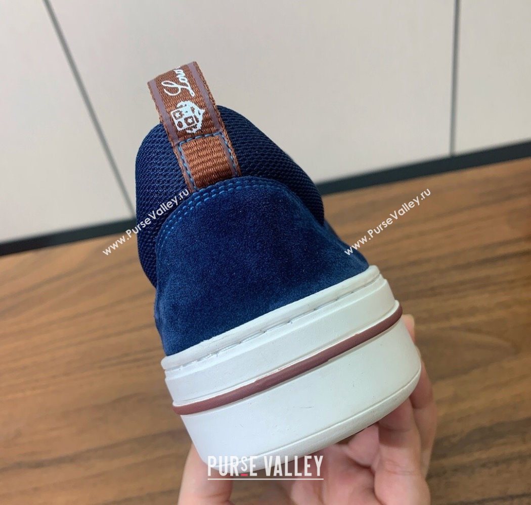 Loro Piana Newport Walk Sneakers in Suede and Mesh Blue 2025 (HH-250827003)