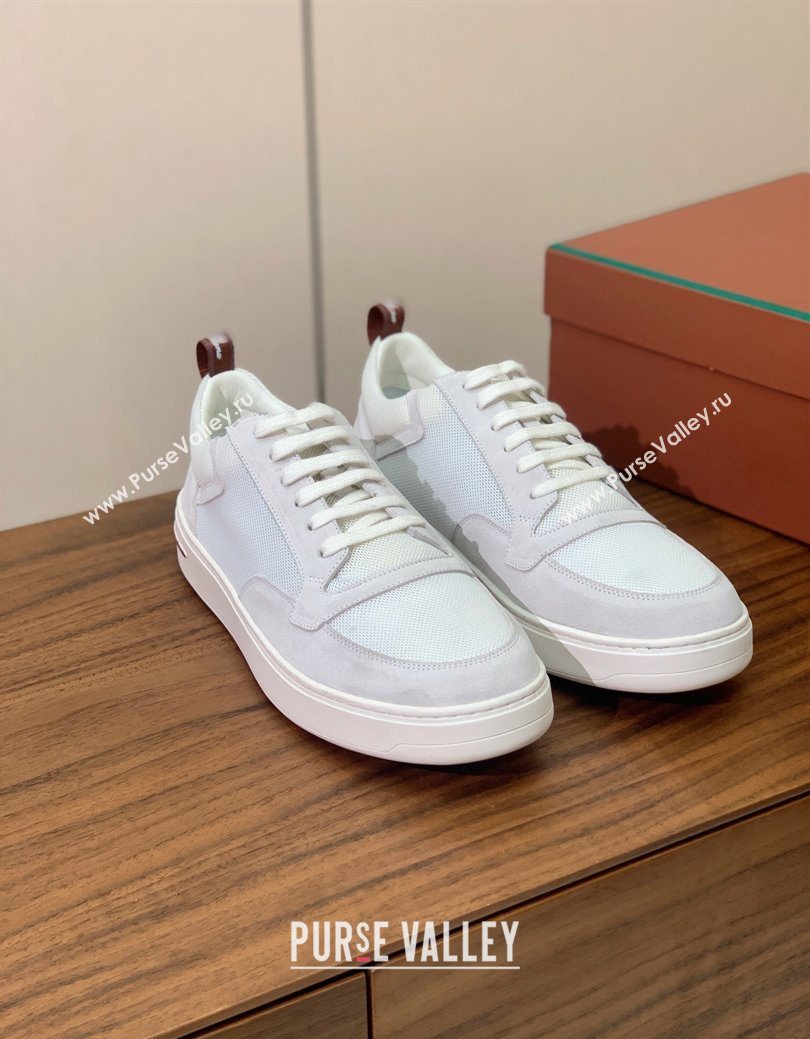 Loro Piana Newport Walk Sneakers in Suede and Mesh White/Grey 2025 (HH-250827004)