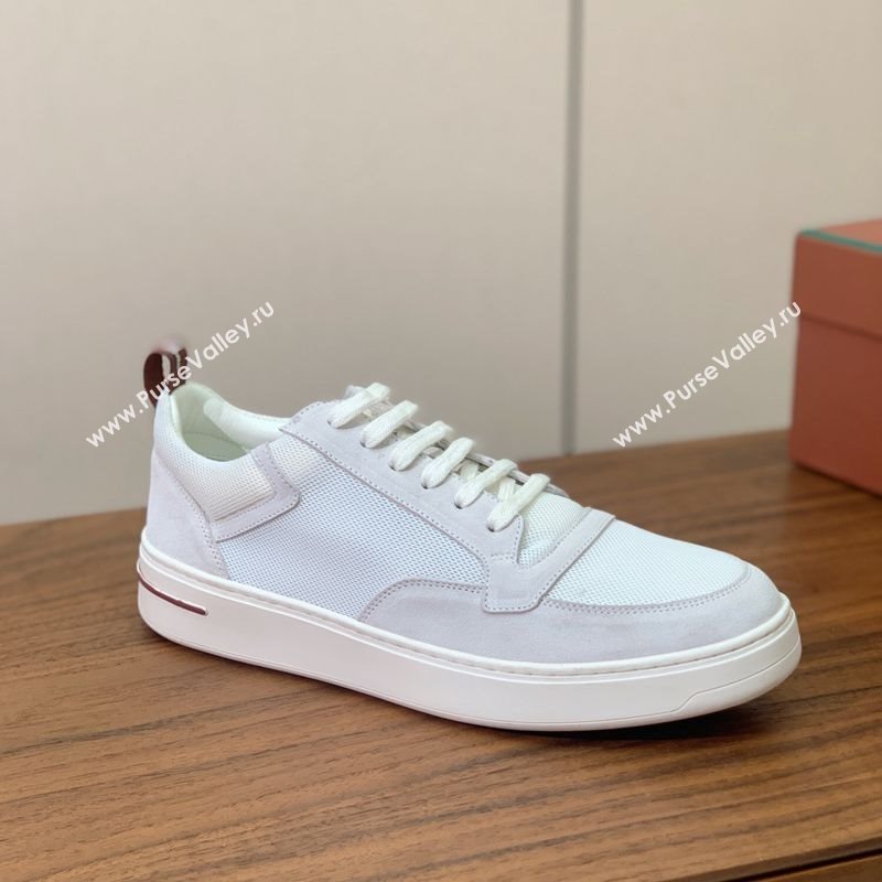 Loro Piana Newport Walk Sneakers in Suede and Mesh White/Grey 2025 (HH-250827004)