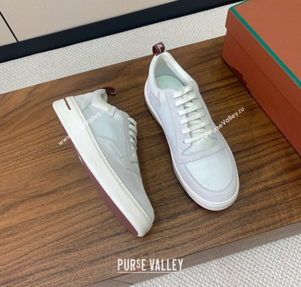 Loro Piana Newport Walk Sneakers in Suede and Mesh White/Grey 2025 (HH-250827004)