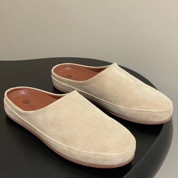 Loro Piana Tomori Sabot Flat Mules in Suede Beige 2025 (HH-250827005)