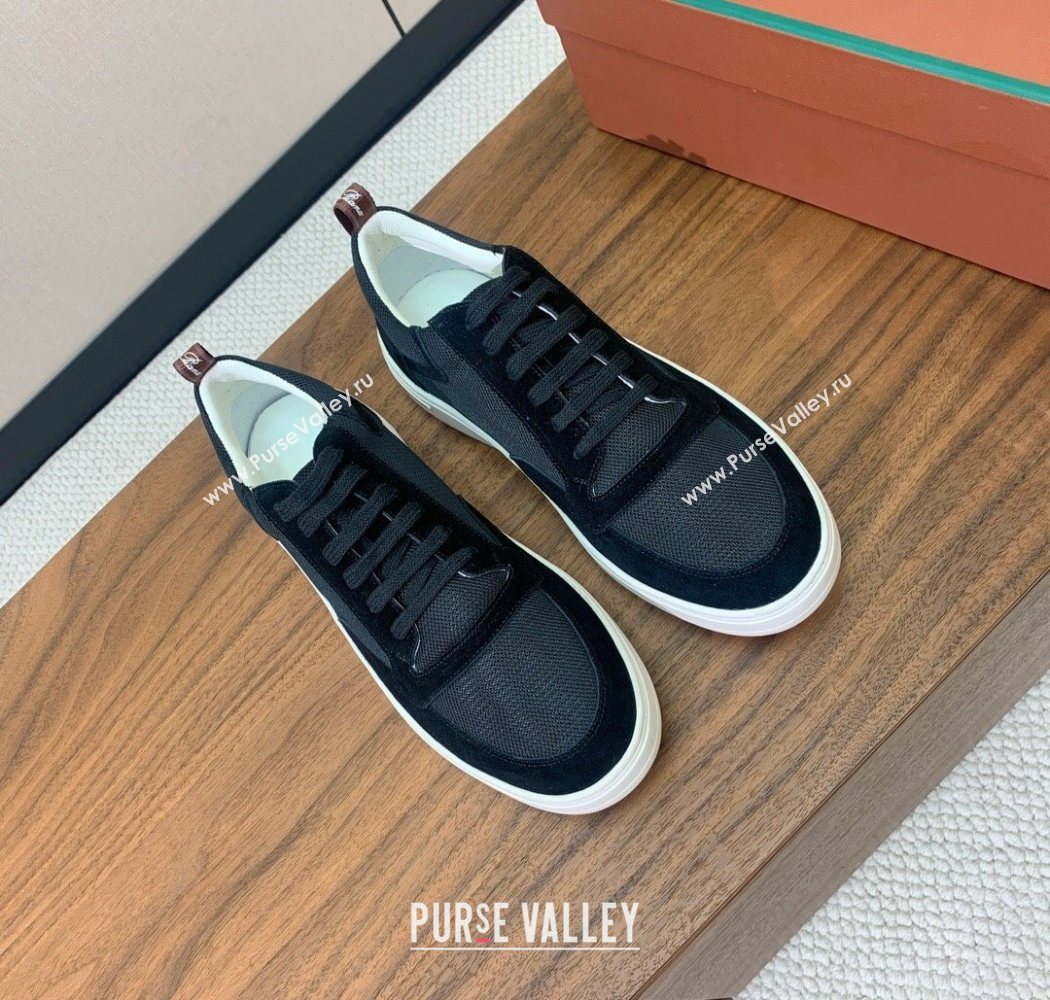 Loro Piana Newport Walk Sneakers in Suede and Mesh Black 2025 (HH-250827001)
