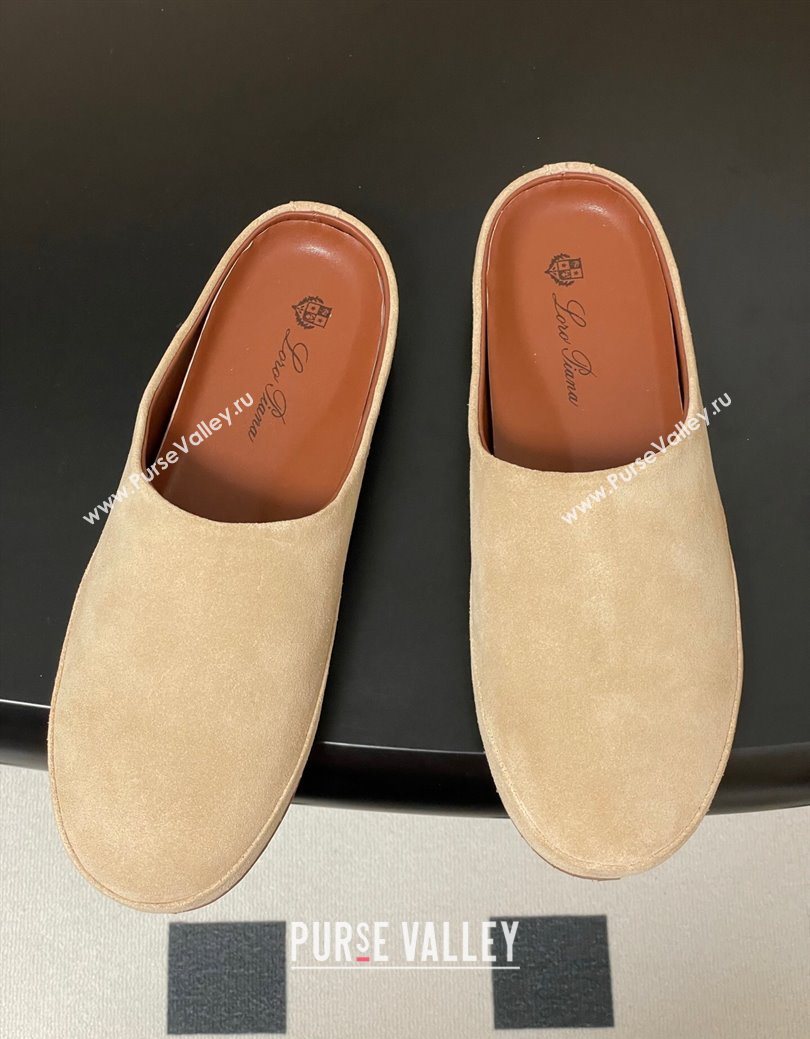 Loro Piana Tomori Sabot Flat Mules in Suede Beige 2025 (HH-250827005)