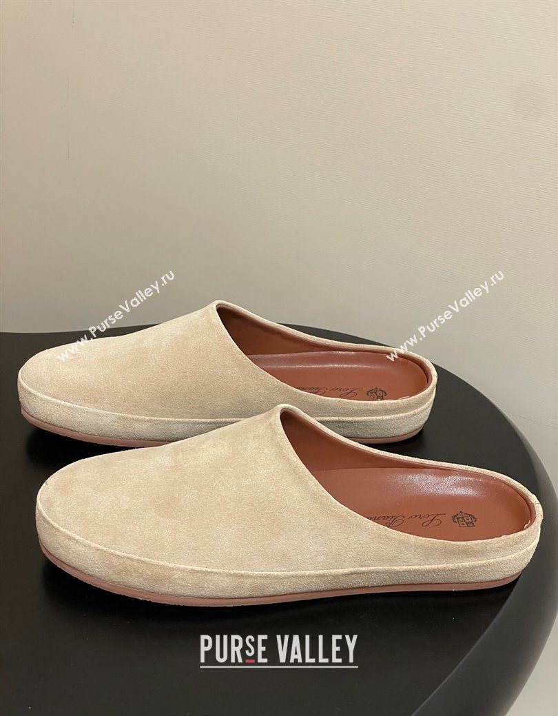Loro Piana Tomori Sabot Flat Mules in Suede Beige 2025 (HH-250827005)
