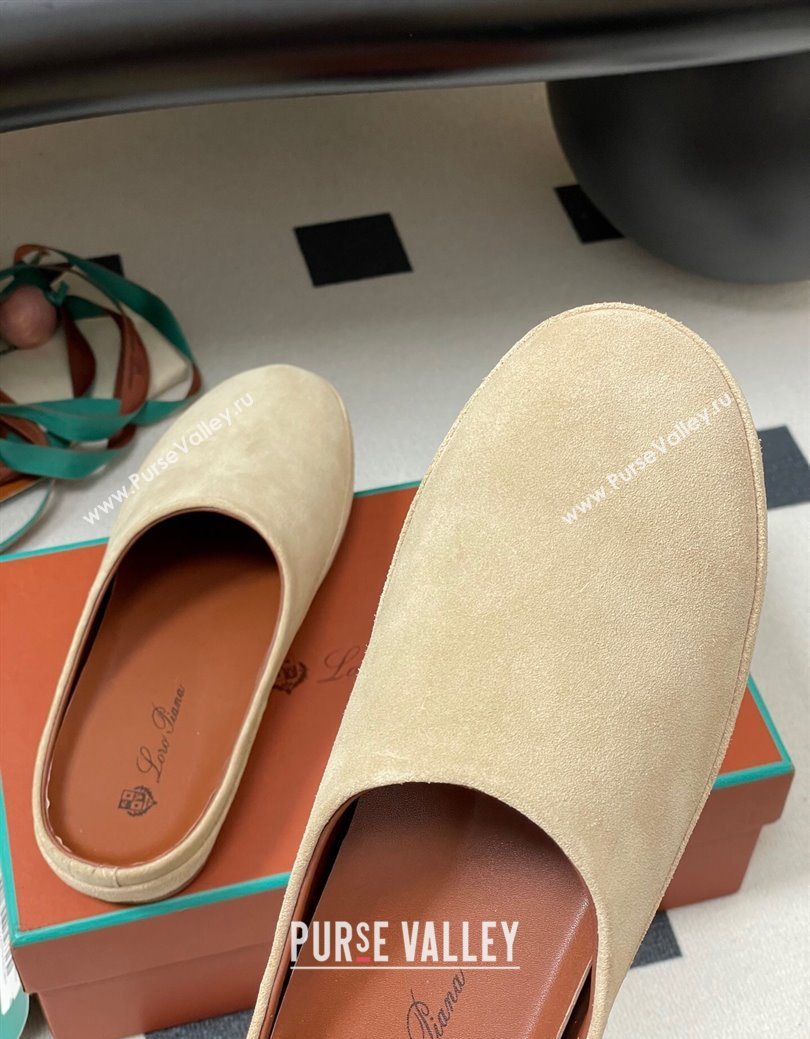 Loro Piana Tomori Sabot Flat Mules in Suede Beige 2025 (HH-250827005)