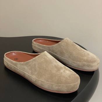 Loro Piana Tomori Sabot Flat Mules in Suede Brown Grey 2025 (HH-250827006)