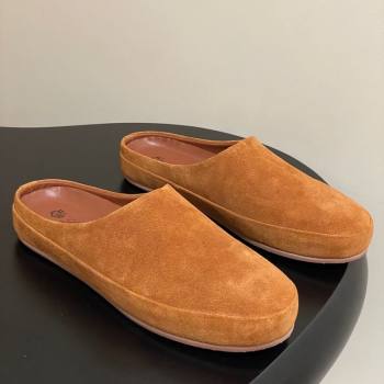 Loro Piana Tomori Sabot Flat Mules in Suede Brown Yellow 2025 (HH-250827007)
