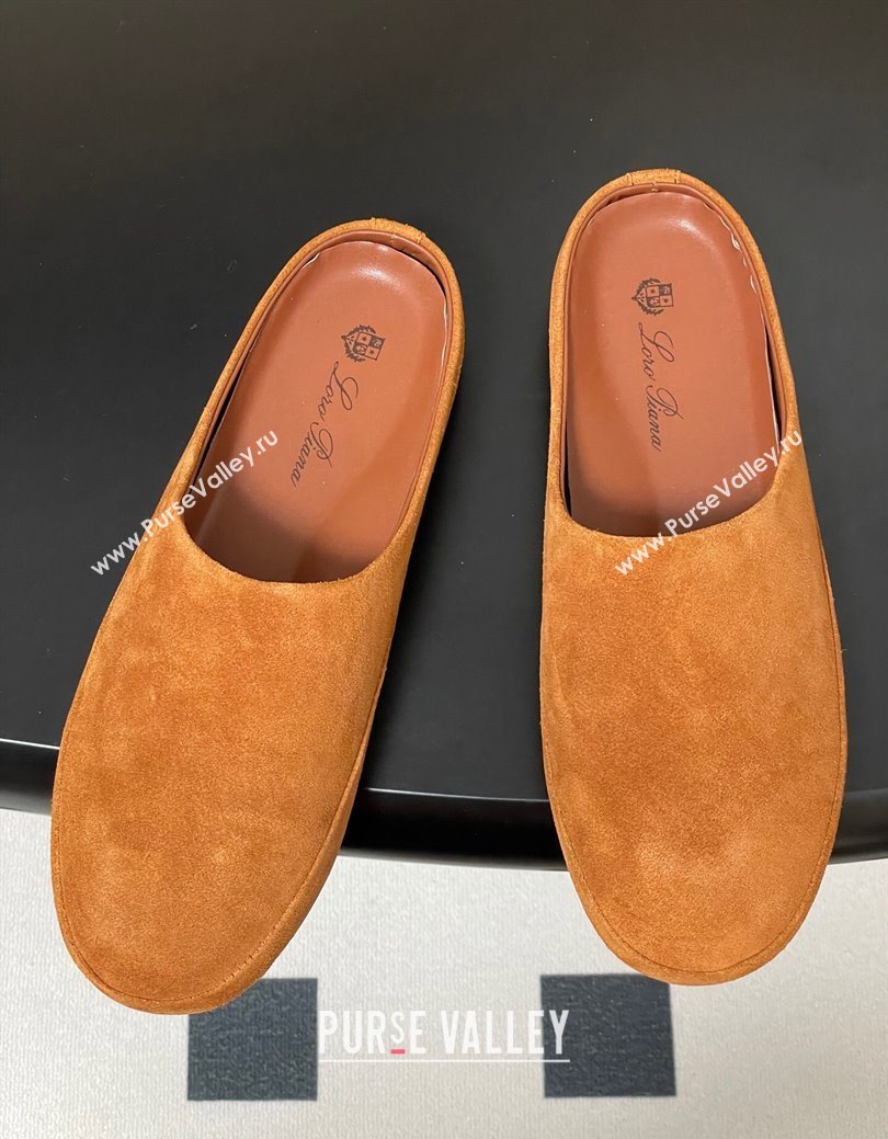 Loro Piana Tomori Sabot Flat Mules in Suede Brown Yellow 2025 (HH-250827007)