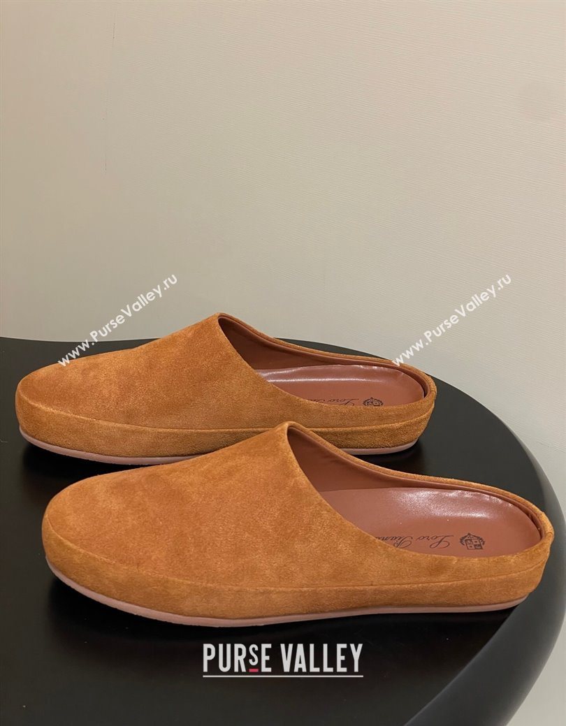Loro Piana Tomori Sabot Flat Mules in Suede Brown Yellow 2025 (HH-250827007)