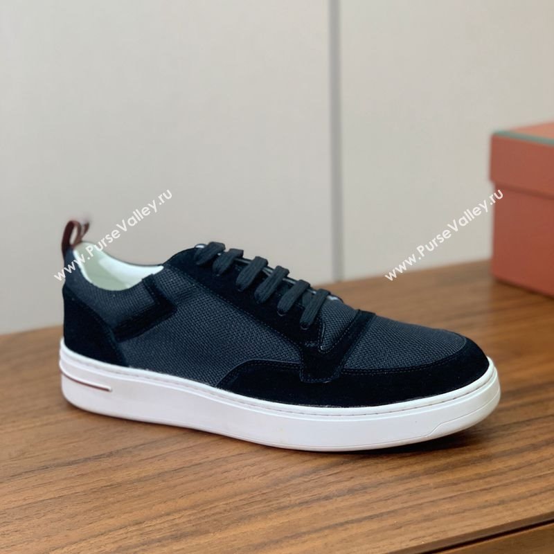 Loro Piana Newport Walk Sneakers in Suede and Mesh Black 2025 (HH-250827001)