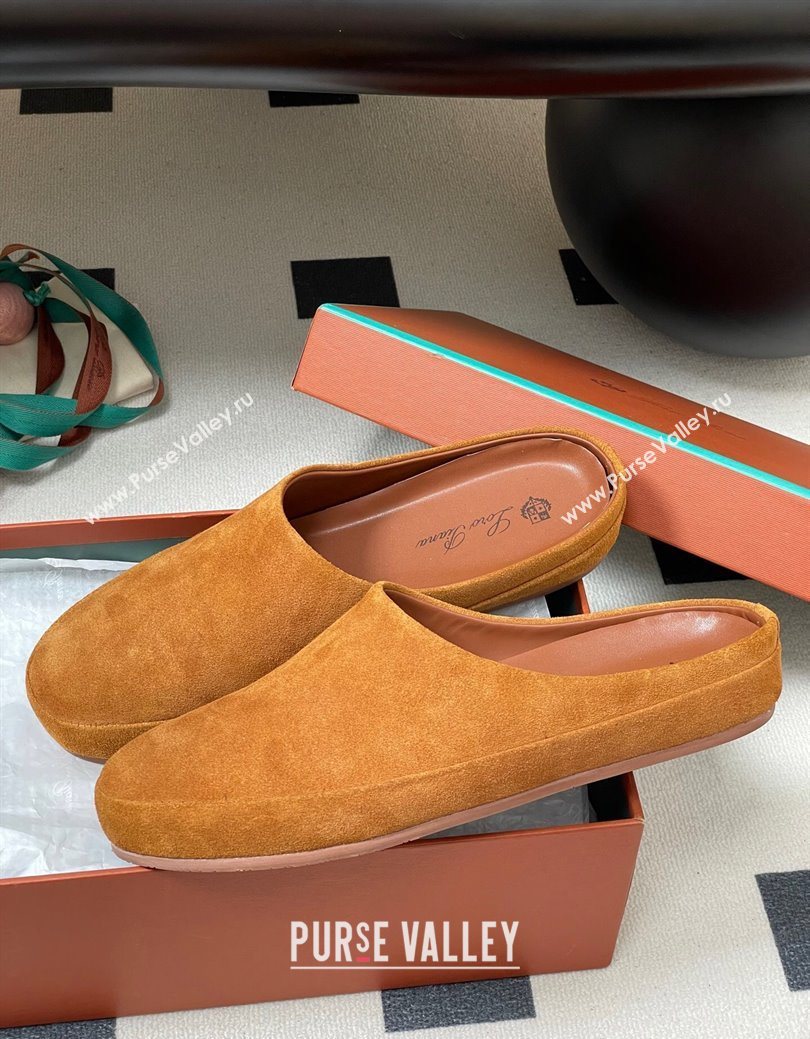 Loro Piana Tomori Sabot Flat Mules in Suede Brown Yellow 2025 (HH-250827007)